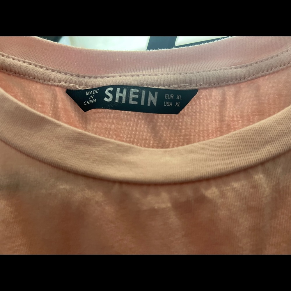 Shein short sleeve pink shirt with Flowers